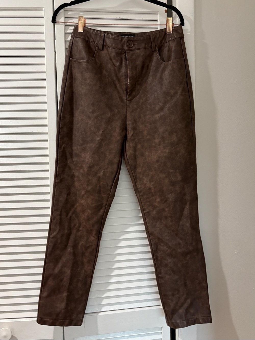Pretty Little Thing Brown Faux Leather Trousers